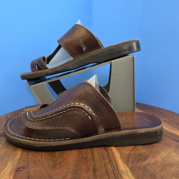 Jerusalem Sandals Peter Leather Toe Strap Sandal Men\'s 43 (10) Brown (HTF Size) main image 3